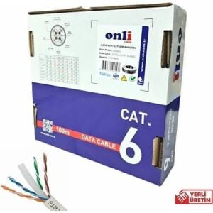 Onli 100MT Kutulu 24AWG Utp Cat6 Gri Data Kablosu