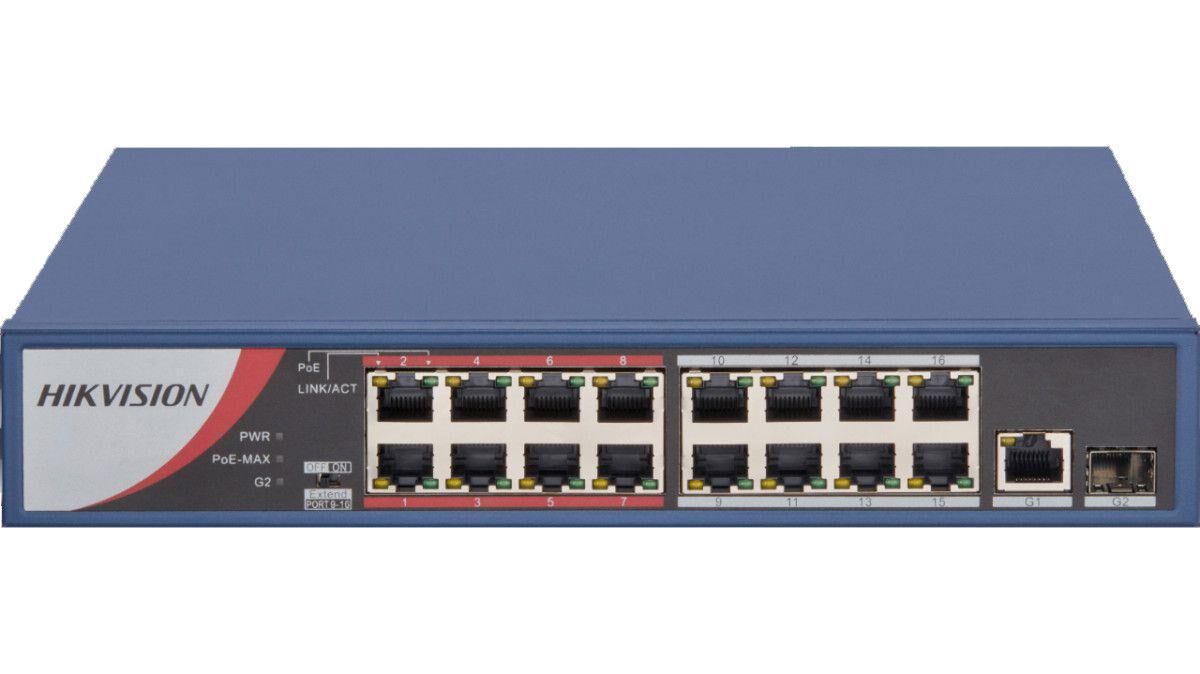 Hikvision DS-3E0318P-E/M(B) 16 Portlu Poe 130w 10/100 Fast Ethernet Switch