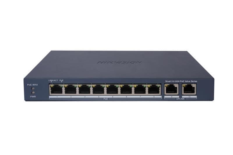 Hikvision DS-3E1310P-EI/M 8 Port 10/100 Mbps 2 Gigabit Uplink Port Akıllı PoE Switch
