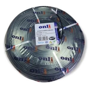 Onli 2+1 1x0,50 mini Coax 2x0,50mm 250 metre Harici Siyah CCTV Kamera Kablosu