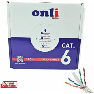 Onli 100MT Kutulu 24AWG Utp Cat6 Gri Data Kablosu