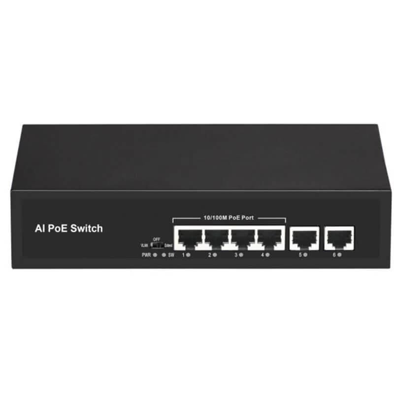 Uranium POE-4020-55W 4 Port 10/100 Mbps PoE + 2 Port RJ45 Uplink Switch