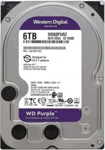 Western Digital WD62PURZ Purple 6 Tb 5400rpm 64mb Sata3 180tb/Y 7/24 Güvenlik Harddiski (Resmi Distribütör Garantili)
