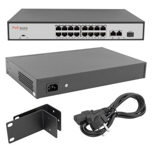Uranium POE-1621SFP 16x10/100 2x Gigabit Uplink 1x Sfp  250 Metre Poe Rack Tipi Switch