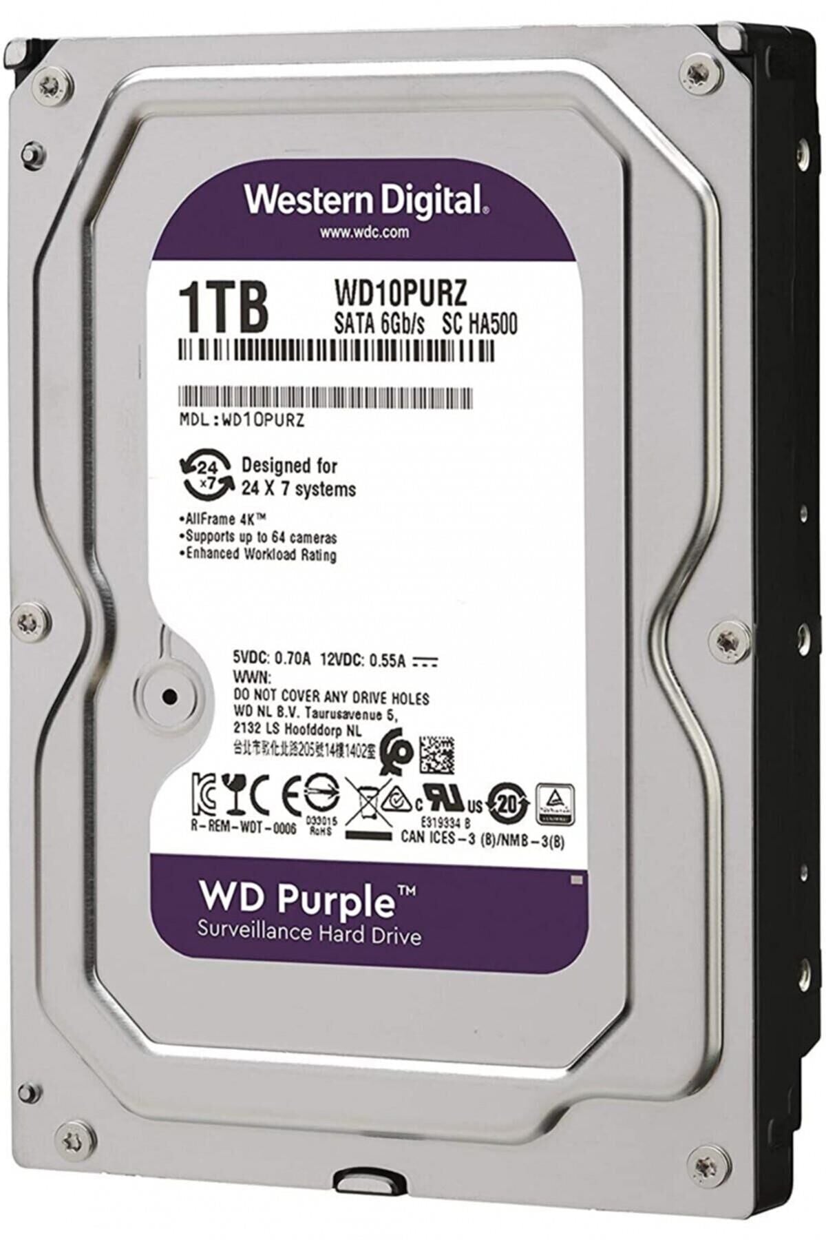 Western Digital Purple WD10PURZ 1 Tb 5400Rpm 64mb Sata3 7/24 Güvenlik Harddiski (Resmi Distribütör Garantili)