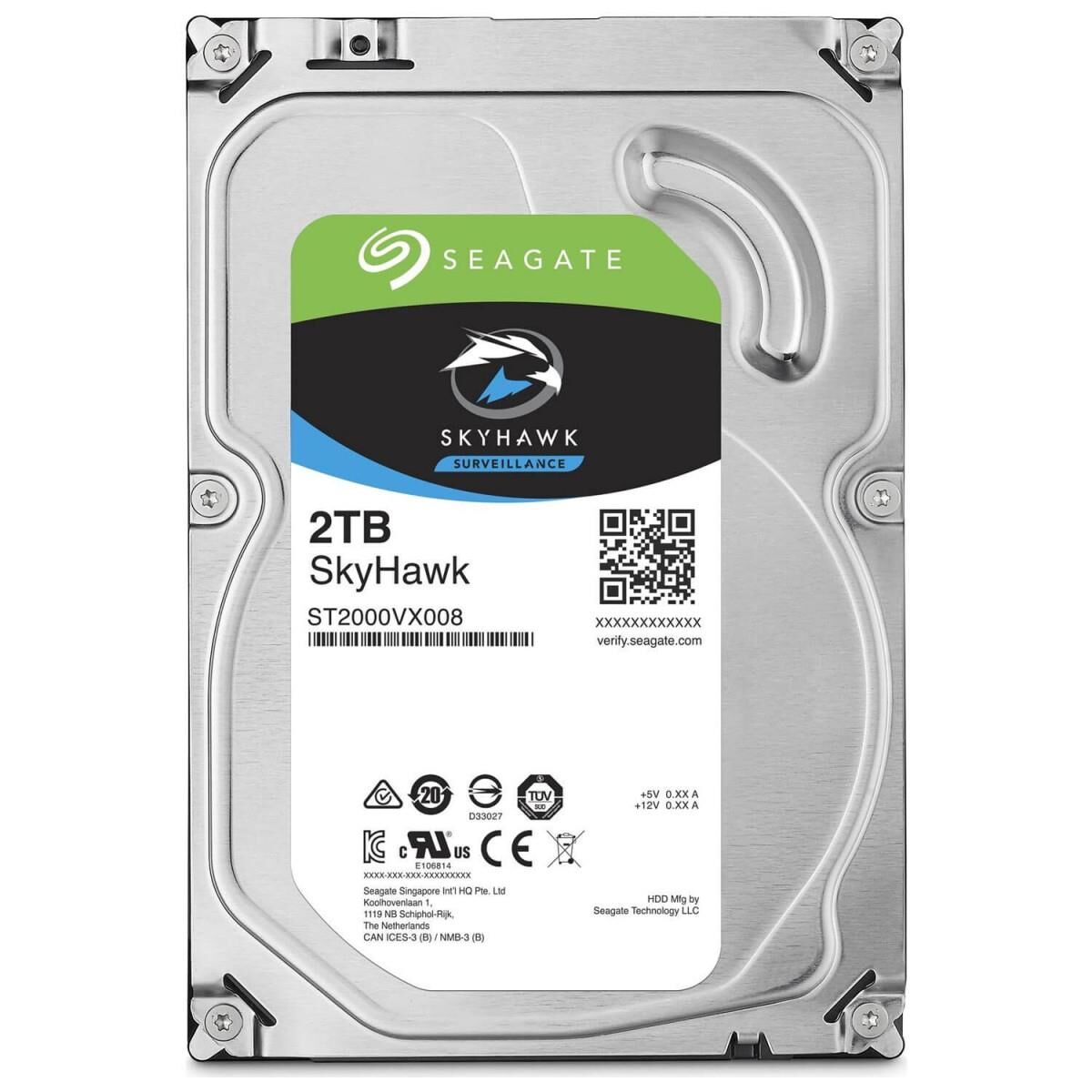 Seagate Skyhawk ST2000VX008 2 Tb 5900rpm Sata3 64mb 180mb/S 180tb/Y 7/24 Güvenlik Harddiski (Resmi Distribütör Garantili)