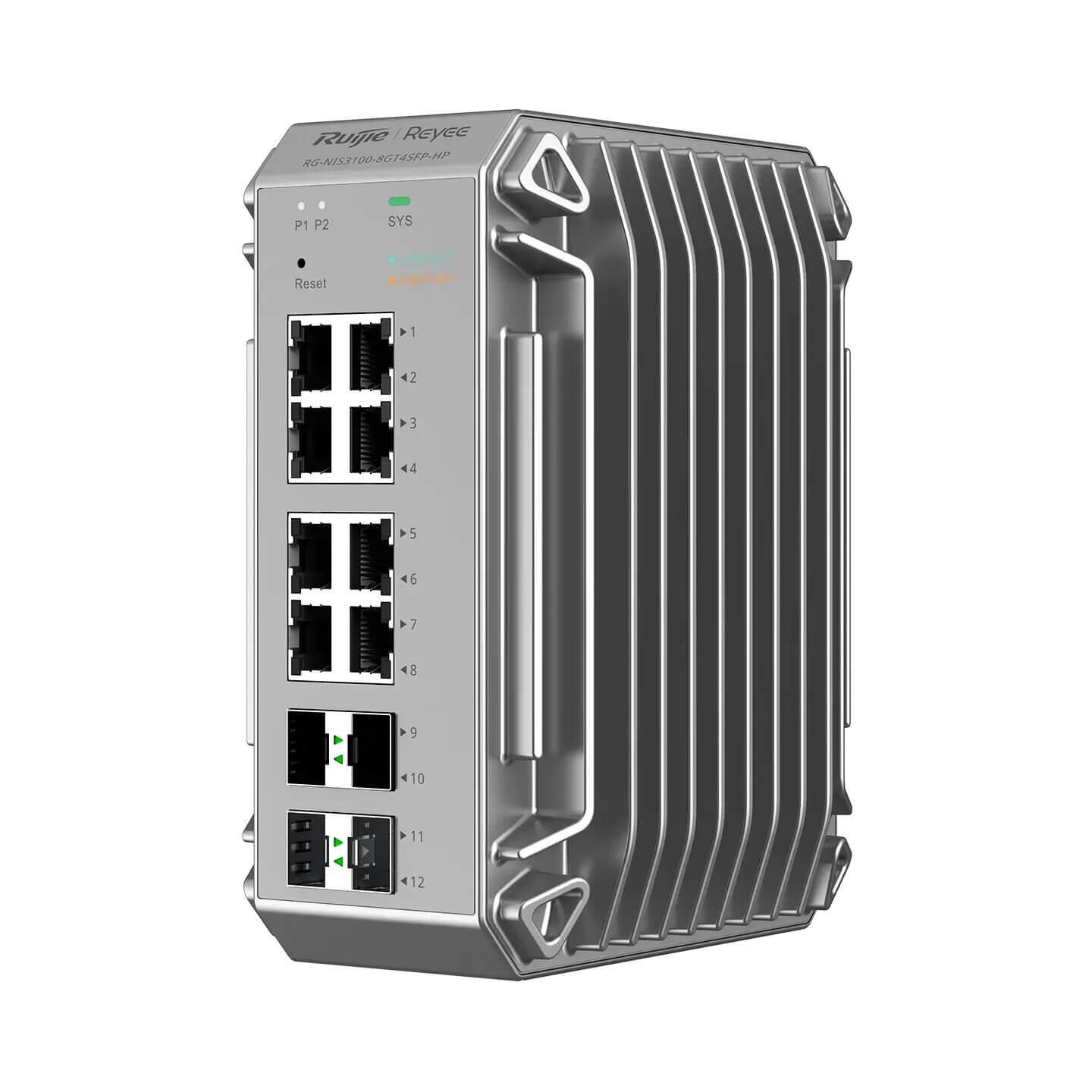Ruijie Reyee RG-NIS3100-8GT4SFP-HP 8 Port Poe 4xSfp Gigabit Yönetilebilir Endüstriyel PoE Switch