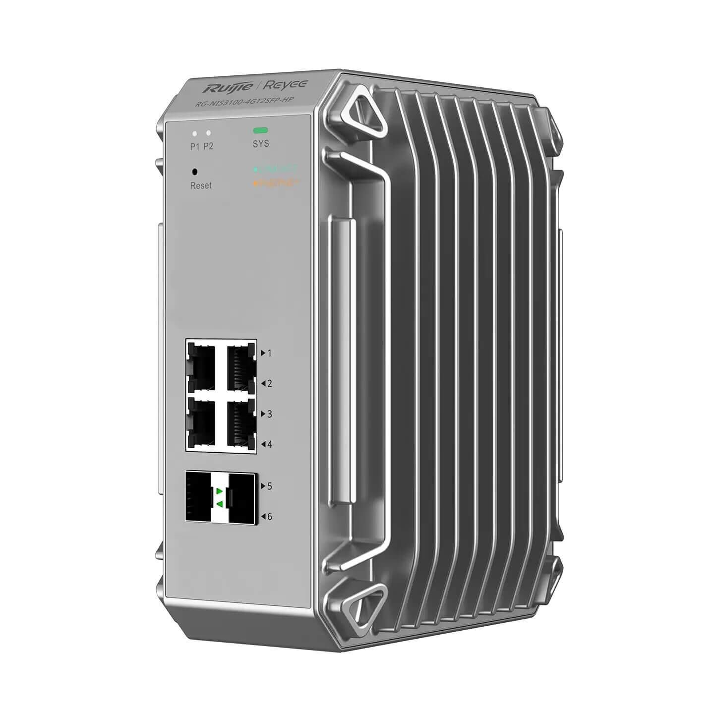 Ruijie Reyee RG-NIS3100-4GT2SFP-HP 4 Port Poe 2xSfp Gigabit Yönetilebilir Endüstriyel PoE Switch