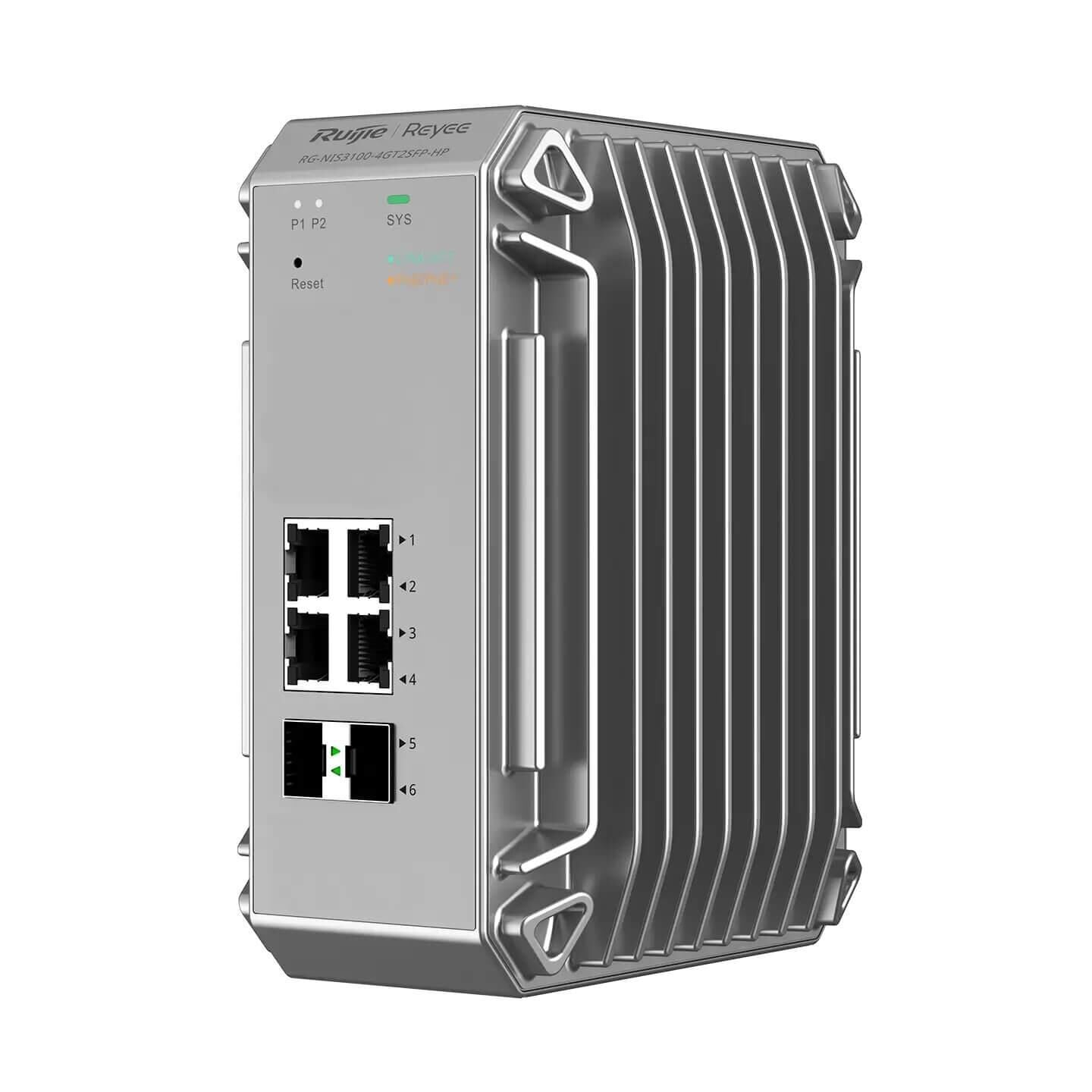 Ruijie Reyee RG-NIS3100-4GT2SFP-HP 4 Port Poe 2xSfp Gigabit Yönetilebilir Endüstriyel PoE Switch