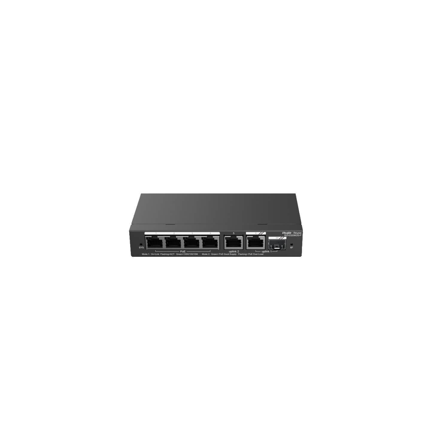 Ruijie Reyee RG-ES206GS-P 4 Port Poe 54W 1xRj45 Uplink +1xSfp Combo Uplink Gigabit PoE Yönetilebilir Switch