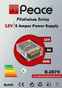 PEACE B-2879 12V 5A SMPS Metal Kasa Adaptör