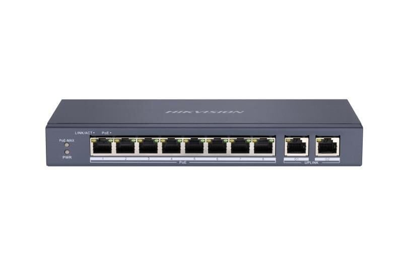 Hikvision DS-3E0310P-E/M 8 Port Poe 2x Gigabit Uplink 60watt Yönetilemez Poe Switch