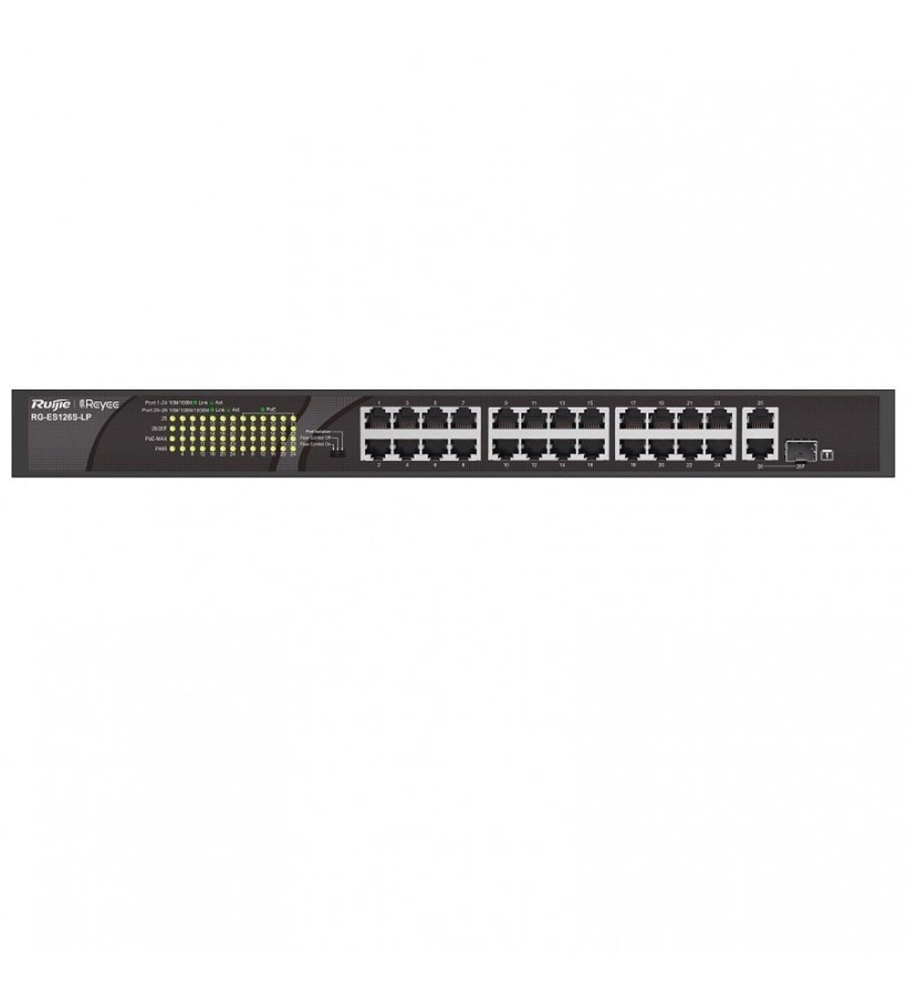 RUIJIE RG-ES126S-LP  24port 10/100 180w FULL PoE 1X Gigabit UPLINK Yönetilemez Poe Switch