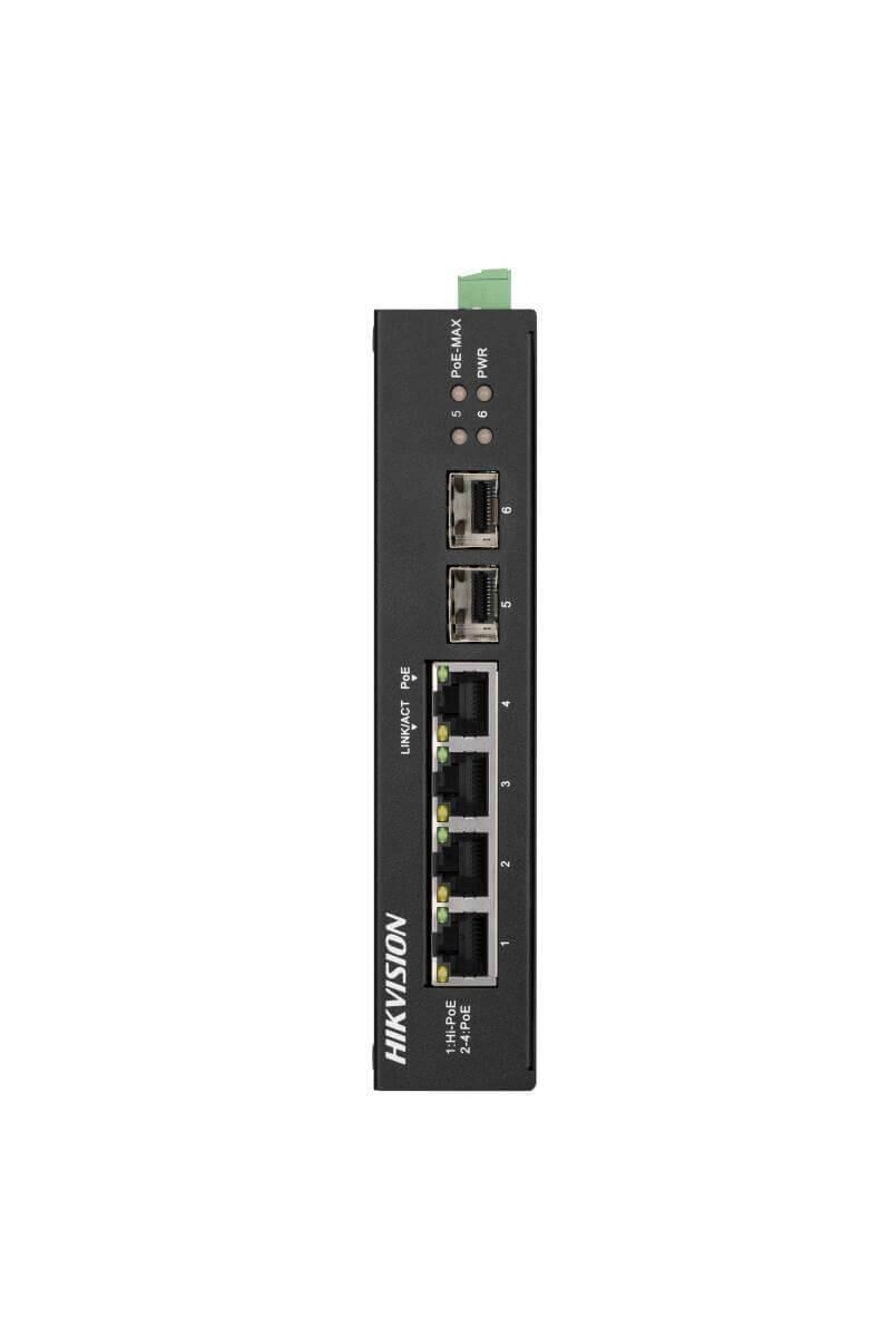 Hikvision DS-3T0506HP-E/HS 4 Port 2xSFP 60W Gigabit Yönetilmez Endüstriyel PoE Switch