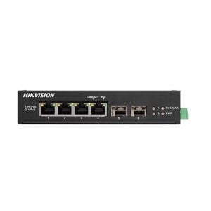 Hikvision DS-3T0506HP-E/HS 4 Port 2xSFP 60W Gigabit Yönetilmez Endüstriyel PoE Switch
