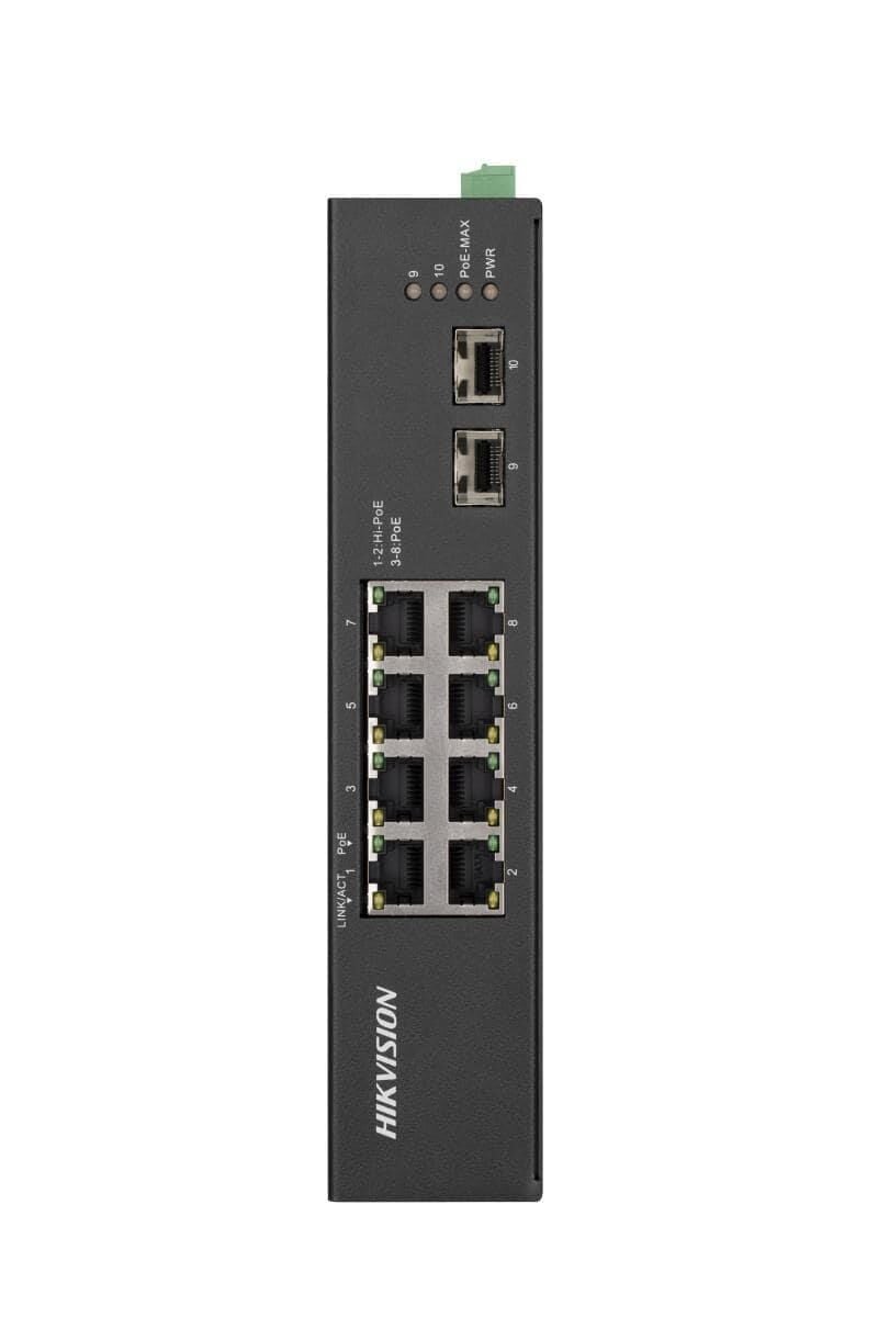 Hikvision DS-3T0510HP-E/HS 8 Port 2xRJ45 Yönetilmez Endüstriyel Gigabit PoE Switch