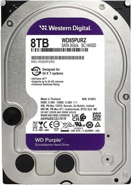 Western Digital WD Purple WD85PURZ 8 TB 5640 RPM 256 MB SATA 3 3.5'' Güvenlik Hard Diski