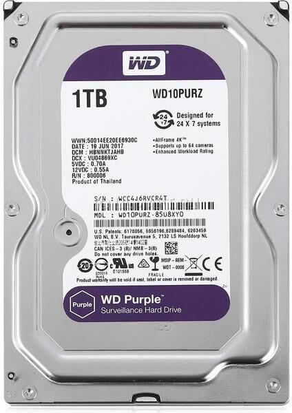 Western Digital WD Purple WD11PURZ 1 TB 5400 RPM 64 MB SATA 3 3.5'' Güvenlik Hard Diski (Resmi Distribütör Garantili)