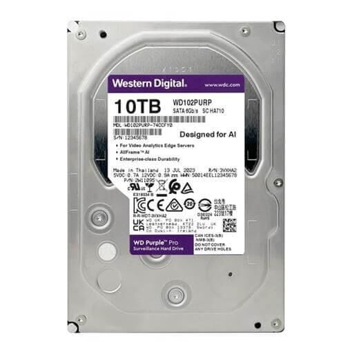 Western Digital WD Purple Pro WD102PURP 10 TB 7200 RPM 512 MB SATA 3 3.5'' Güvenlik Hard Diski (Resmi Distribütör Garantili)