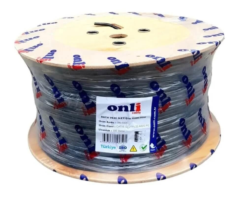 Onli Cat-6 (U-Utp) Pe 23 Awg 305mt Siyah Dış Ortam Data Kablosu