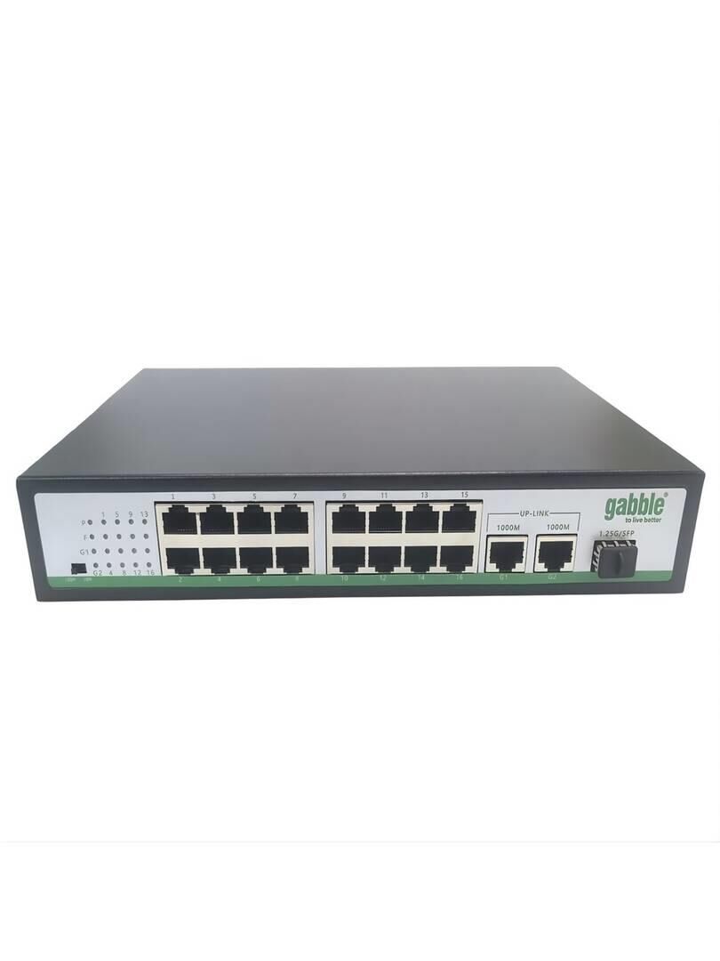 Gabble GAB-P162MGS 16 Port 10/100 Mbps + 2 Port Gigabit Uplink + 1 Port Gigabit SFP PoE Switch