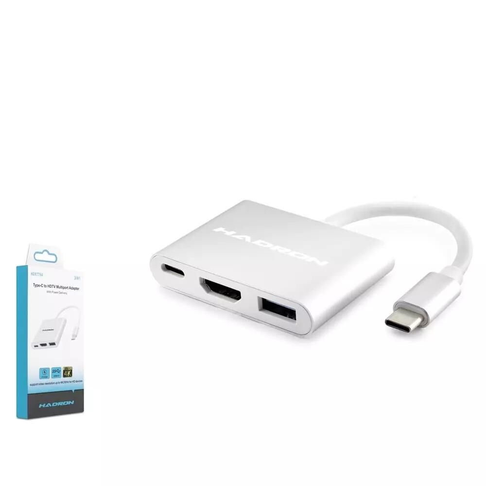 Hadron HDX7764 Type-C Combo Hub HDMI 4K USB 3.0 3 Port Gri