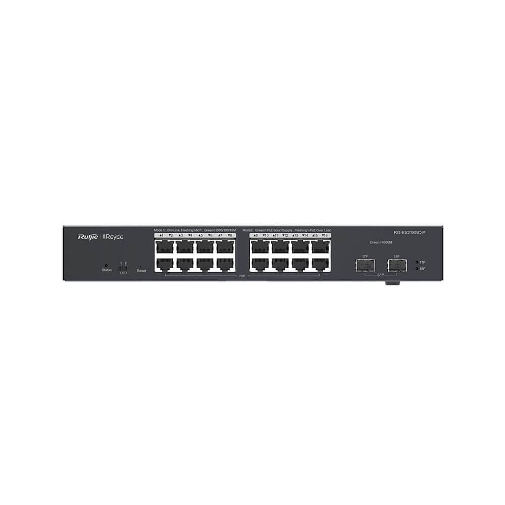 Ruijie Reyee RG-ES218GC-P 16 Portlu Gigabit 2 Sfp 16 Port Poe(240w) Yönetilebilir Switch