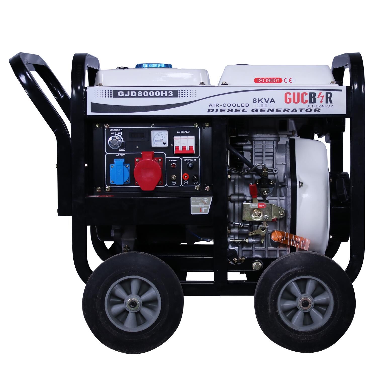 Güçbir GJD8000H-3 8 Kva Açik Tip Dizel Marşlı Trifaze Portatif Jeneratör Seti