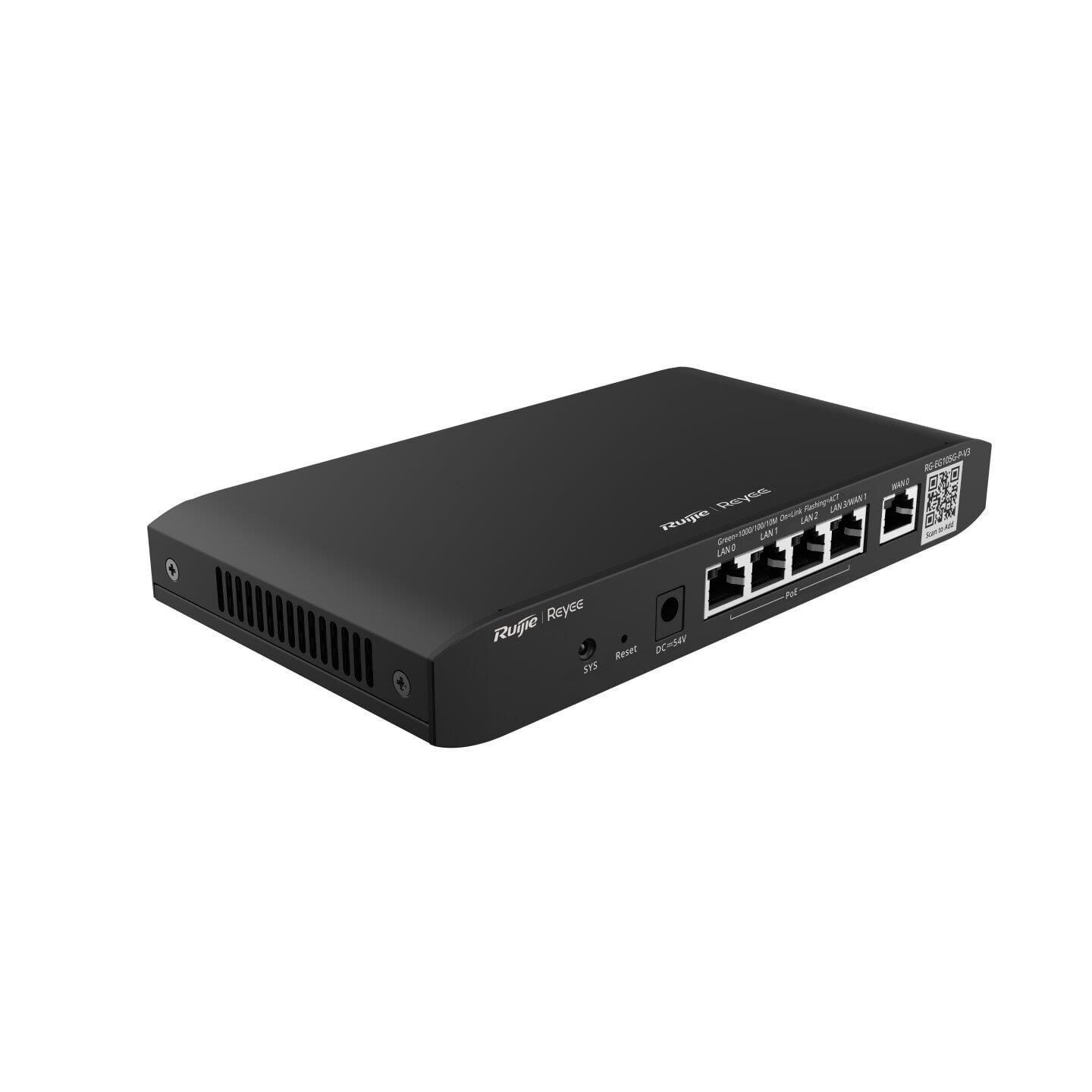 Reyee RG-EG105G-P-V3 5 Portlu Router Web Yönetilebilir 2 WAN 100 Kullanıcı 4 Port PoE (54W)