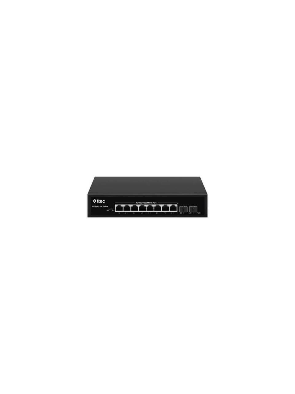 TTEC 10120P 8 Port 10/100 Fast Ethernet PoE Switch + 2 Fast Ethernet Uplink (120W)