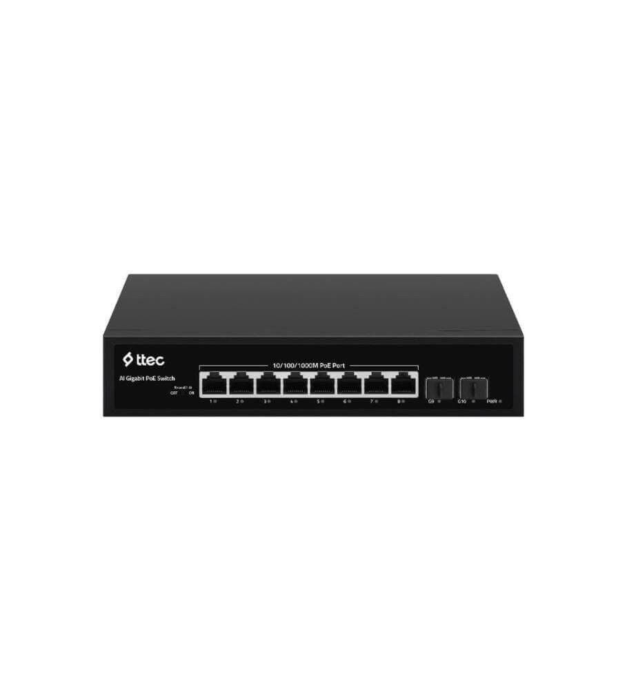 TTEC 10120P-2SFP 8 Port 10/100/1000 Gigabit PoE Switch + 2 SFP Port (120W) (TSS)