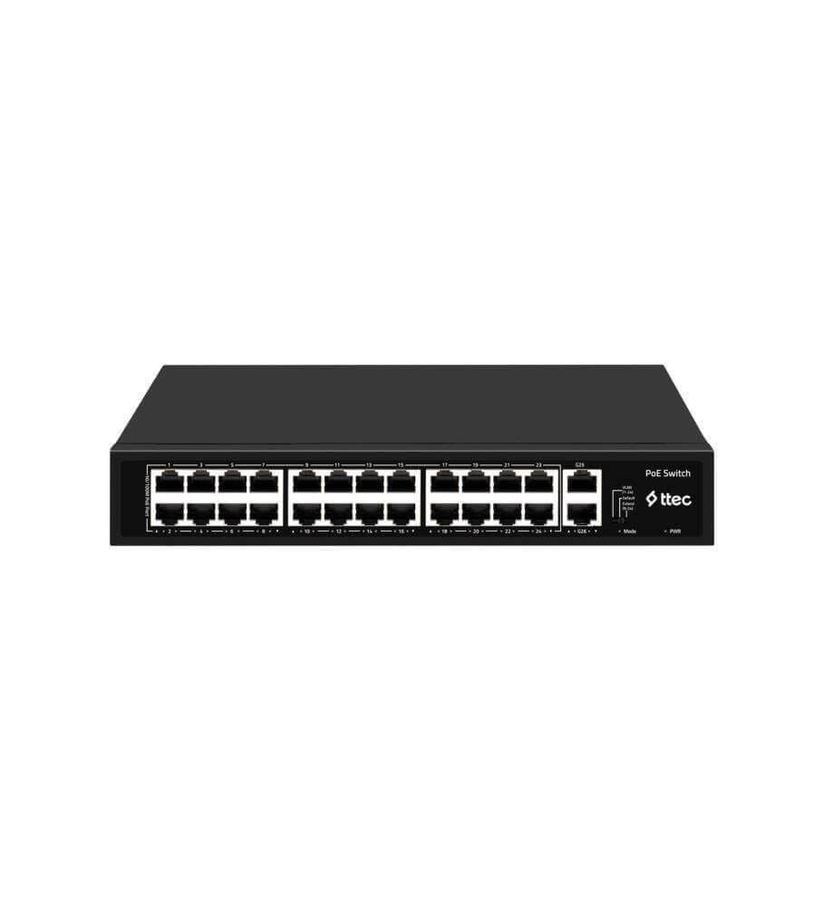 TTEC 26300PG 24 Port 10/100 Fast Ethernet PoE Switch + 2 Gigabit Uplink (300W) (TSS)