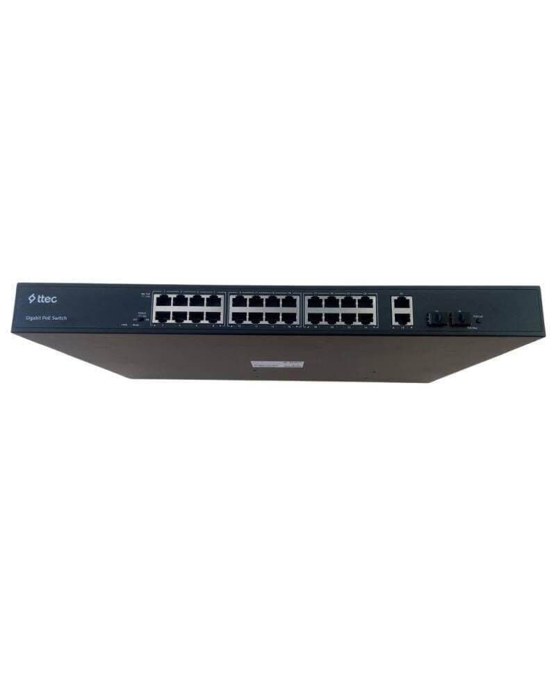 TTEC 28400PG-2SFP 24 Port 10/100/1000 Gigabit PoE Switch + 2 Gigabit Uplink + 2 SFP (400W) (TSS)
