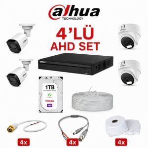Dahua 4'lü AHD Kamera Güvenlik Sistemi (1 TB HDD Dahil)