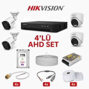 Hikvision 4'lü AHD Kamera Güvenlik Sistemi (1 TB HDD Dahil)