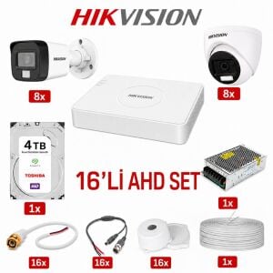 Hikvision 16'lı AHD Kamera Güvenlik Sistemi (4 TB HDD Dahil)