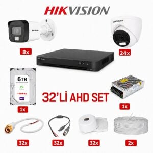 Hikvision 32'li AHD Kamera Güvenlik Sistemi (6 TB HDD Dahil)