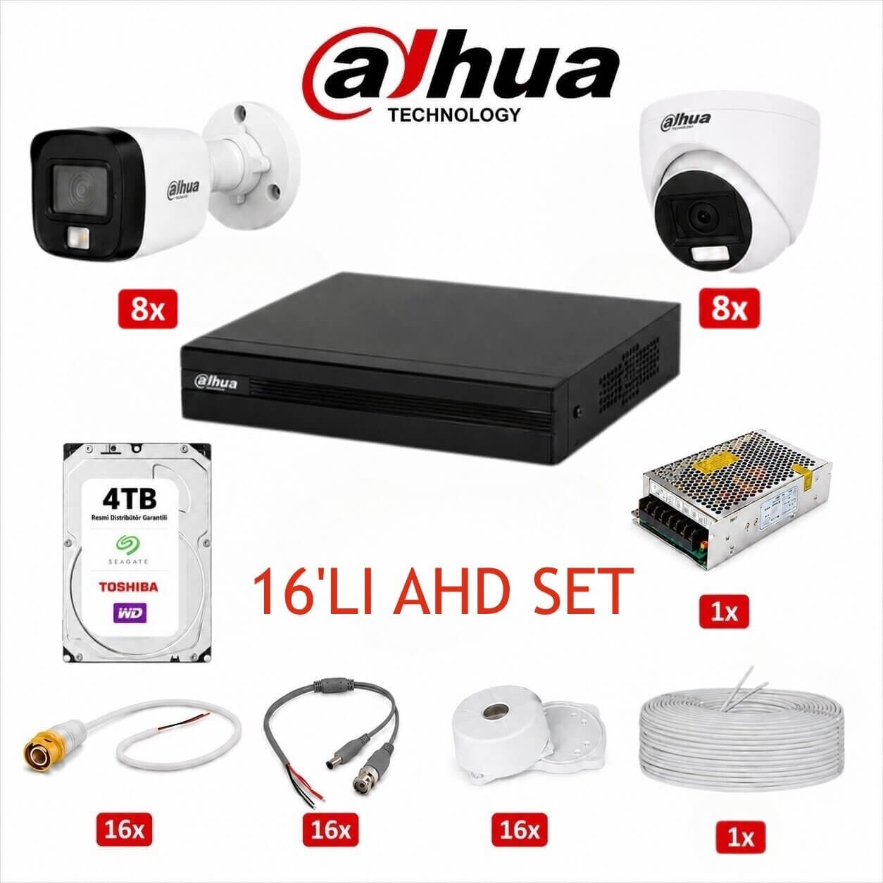 Dahua 16'lı AHD Kamera Güvenlik Sistemi (4 TB HDD Dahil)