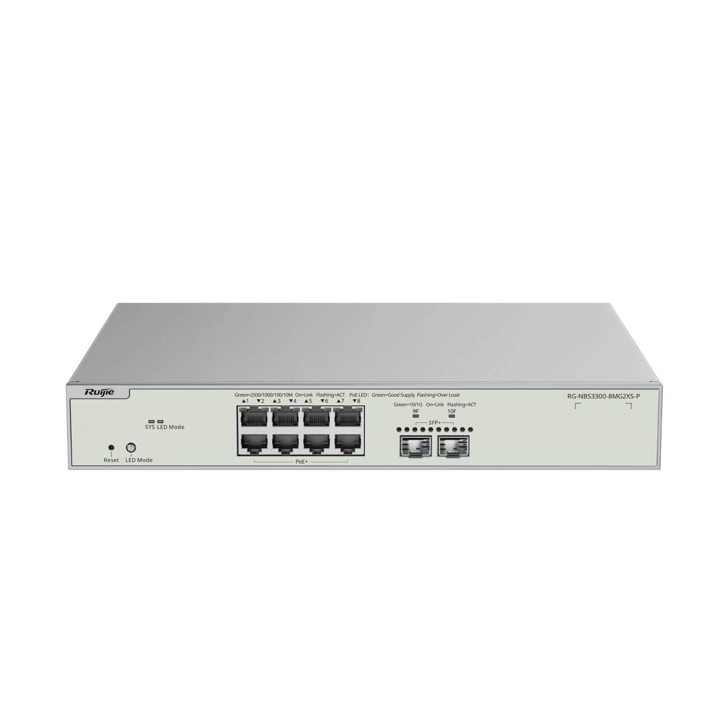 Reyee RG-NBS3300-8MG2XS-P 8 Portlu 10/100/1000/2500 Multi-Gigabit L2 Yönetilebilir Switch 2x10G SFP+