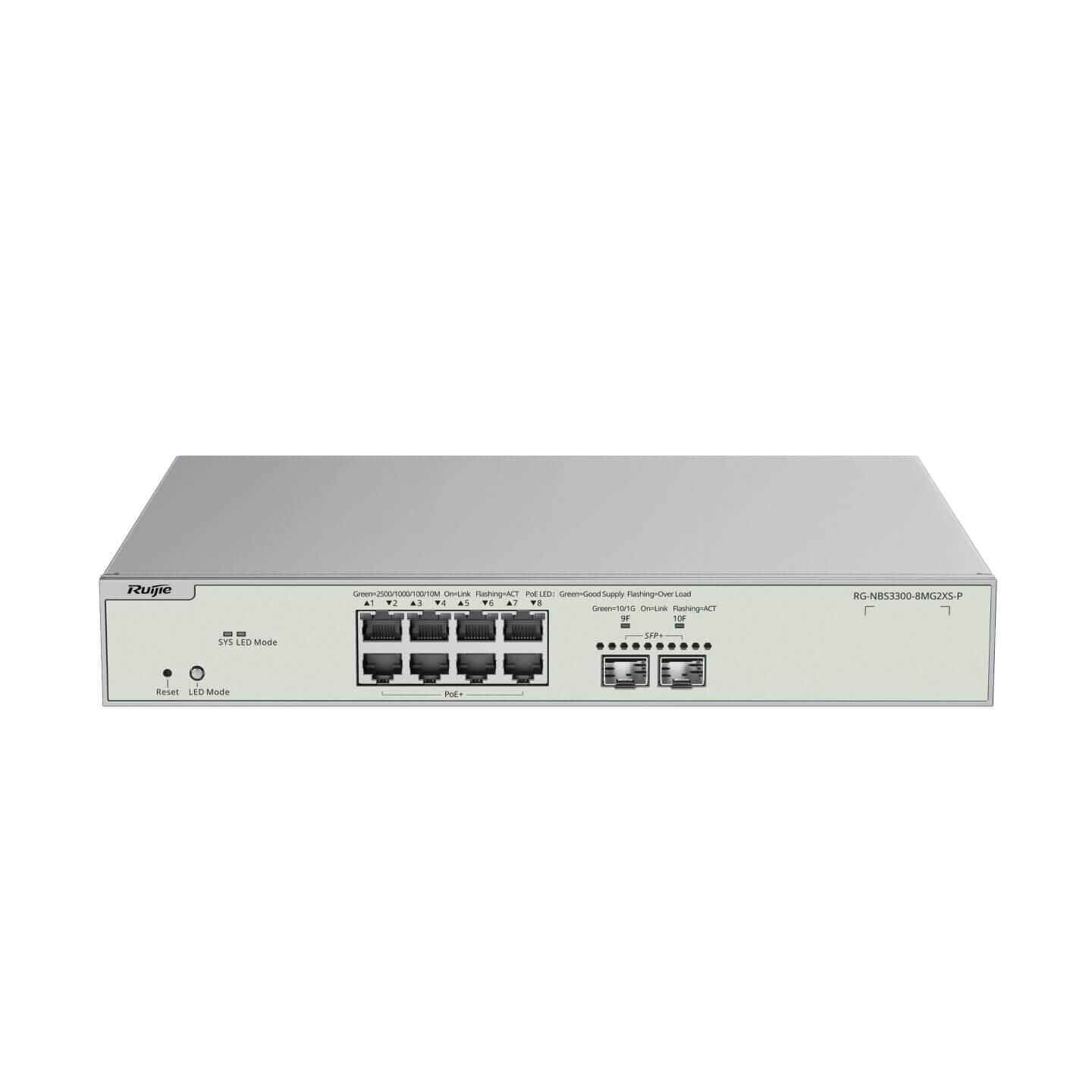 Reyee RG-NBS3300-8MG2XS-P 8 Portlu 10/100/1000/2500 Multi-Gigabit L2 Yönetilebilir Switch 2x10G SFP+