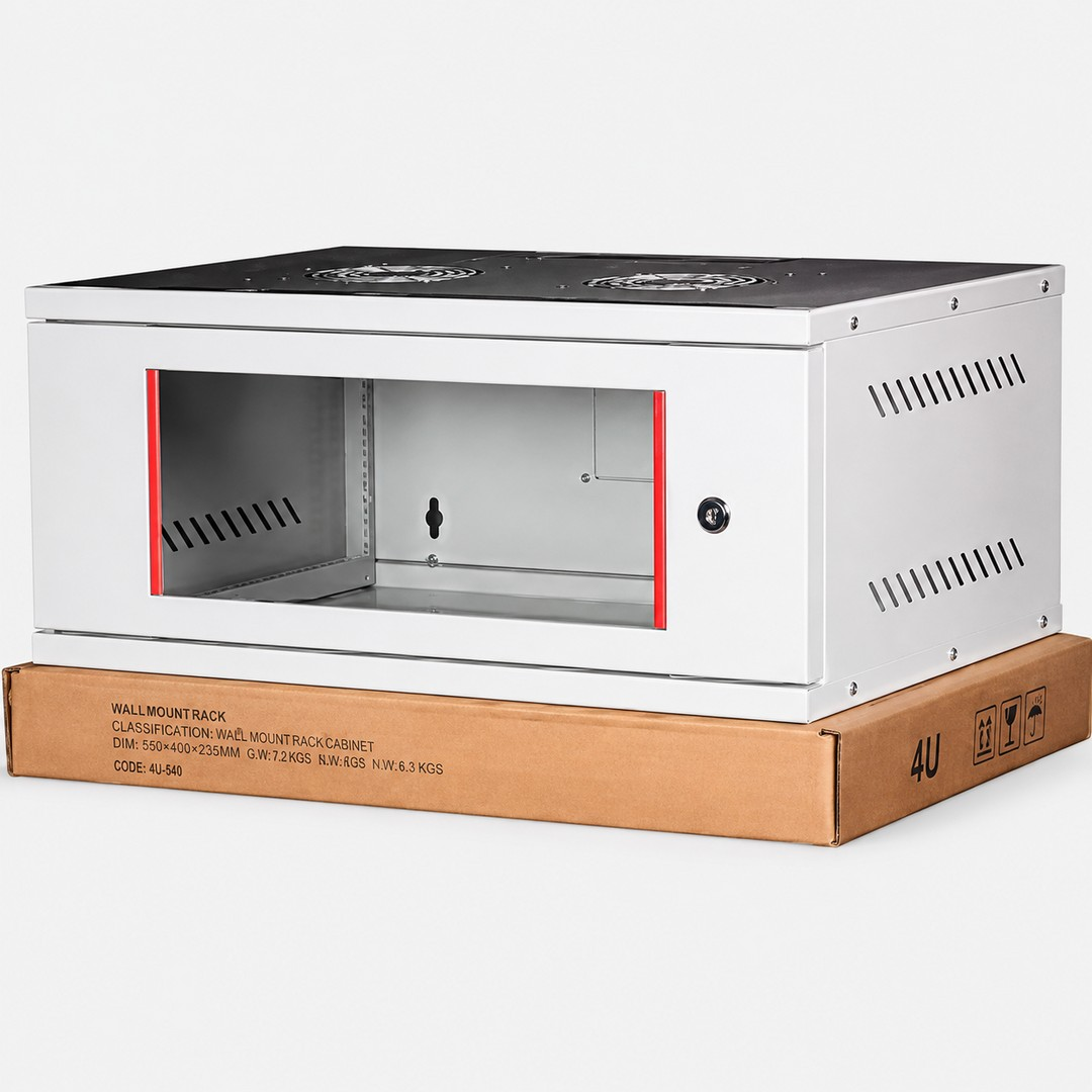 LANDE Demonte 19 İnç 4U W540 x D400 mm STB Kabinet RAL 7035 Ön Tek Cam Kapak