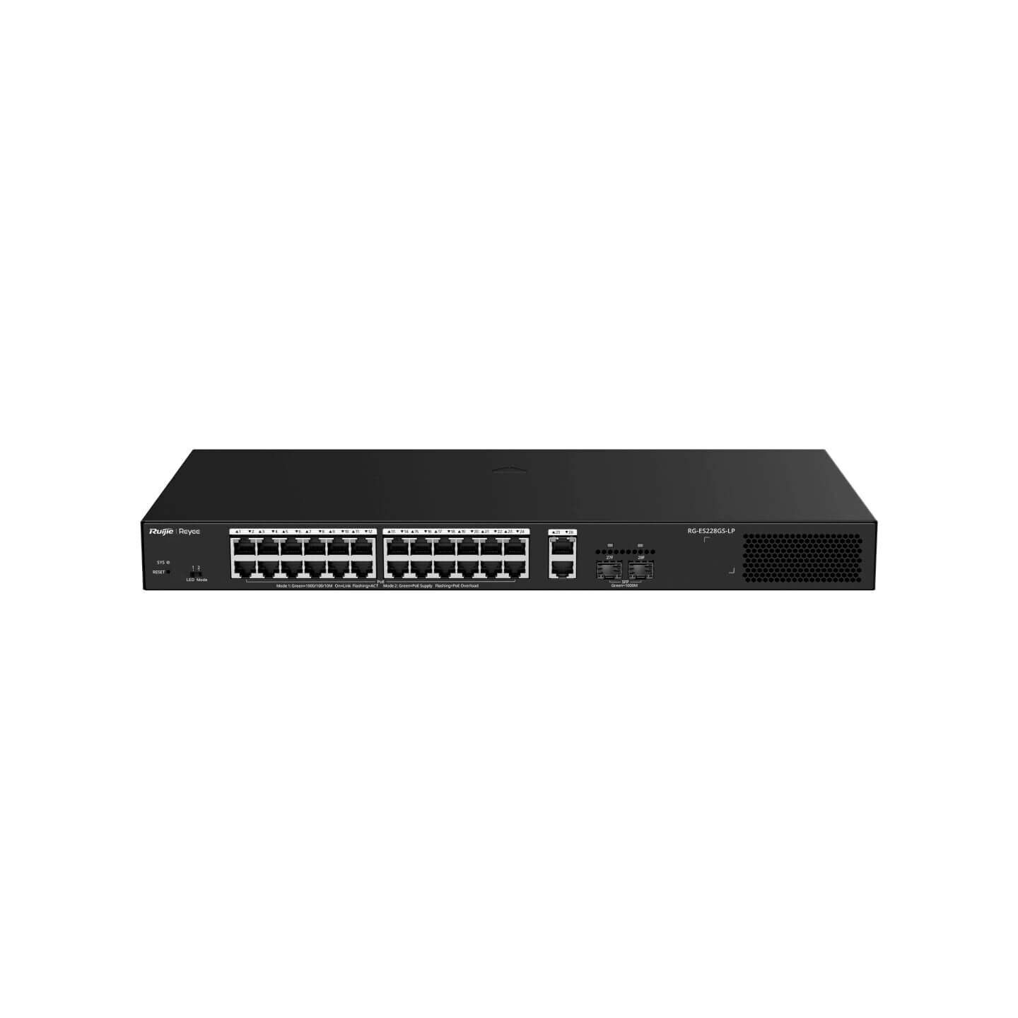 Reyee RG-ES228GS-LP 28 Portlu Gigabit Yönetilebilir PoE Switch 2 SFP 2 Gigabit RJ45 Uplink