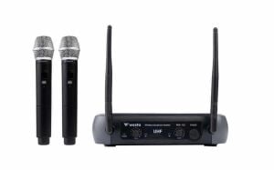 Westa WM-102H Çift Kanallı Kablosuz Mikrofon Seti – 1 Alıcı + 2 El Mikrofonu (UHF, 96 dB)
