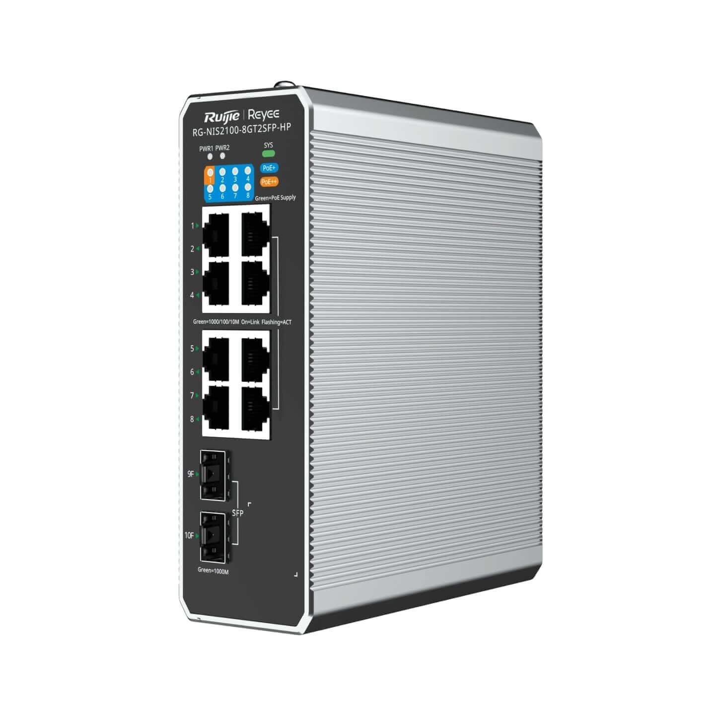 Ruijie Reyee RG-NIS2100-8GT2SFP-HP 8 Port Gigabit PoE + 2 Port SFP Endüstriyel Yönetilebilir Switch
